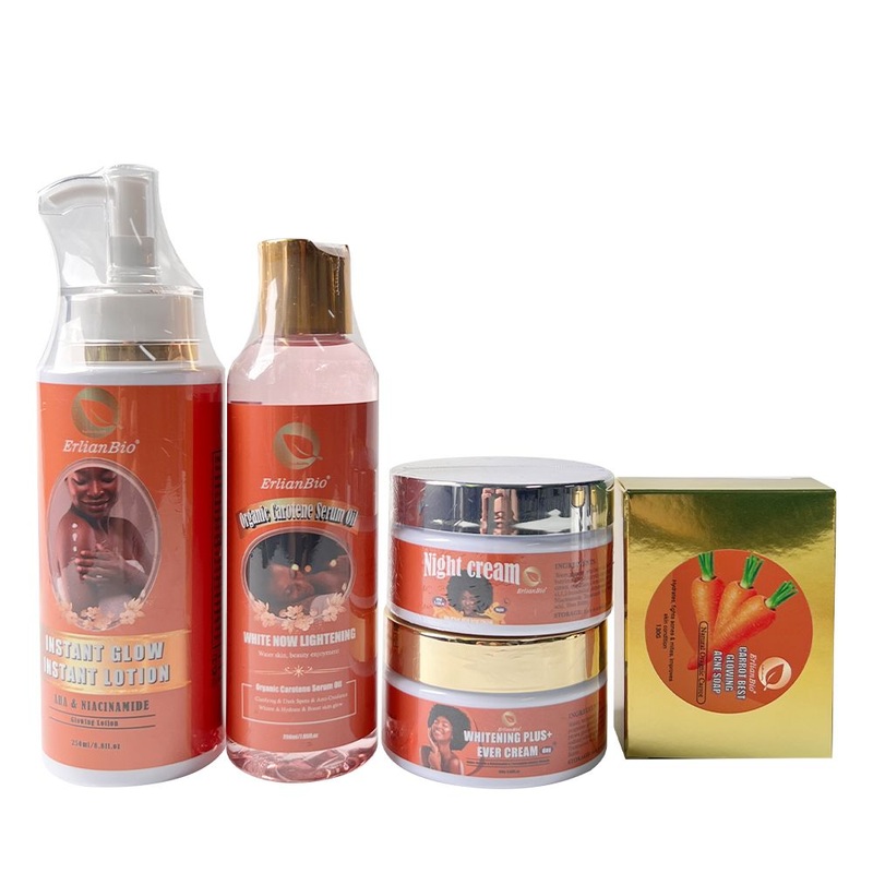 Custom Label Natural Carrot Essence Body Lotion Serum Whitening and Brightening Skincare Set