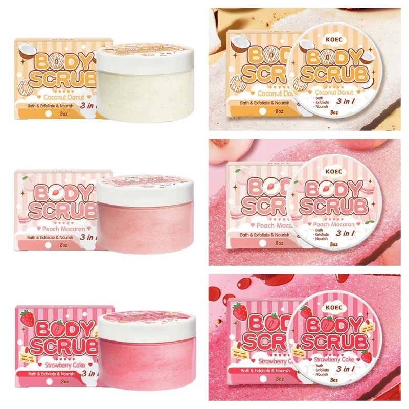 100% Natural Mineral Facial Exfoliating Scrub Anti Aging Peach Coconut Strawberry Scrub Body Face Scrub Organic Blackhead Clearing Fruit Facial Scrub