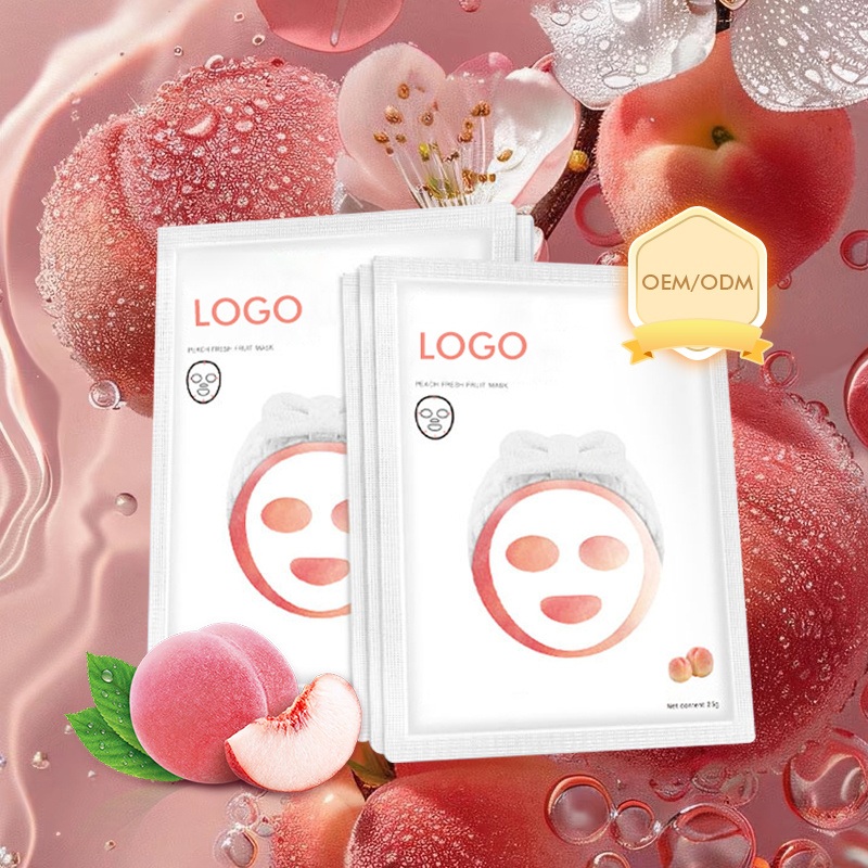 Wholesale Organic Peach Facial Sheet Mask Deep Nourishing Hydration Moisturizing Face Mask Smooth Skin Soothes Sensitive