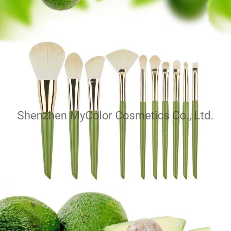 10PCS Avocado Color Make up Brush Set Super Soft Jess Fiber Blush Fan Eyeshadow Makeup Brushes