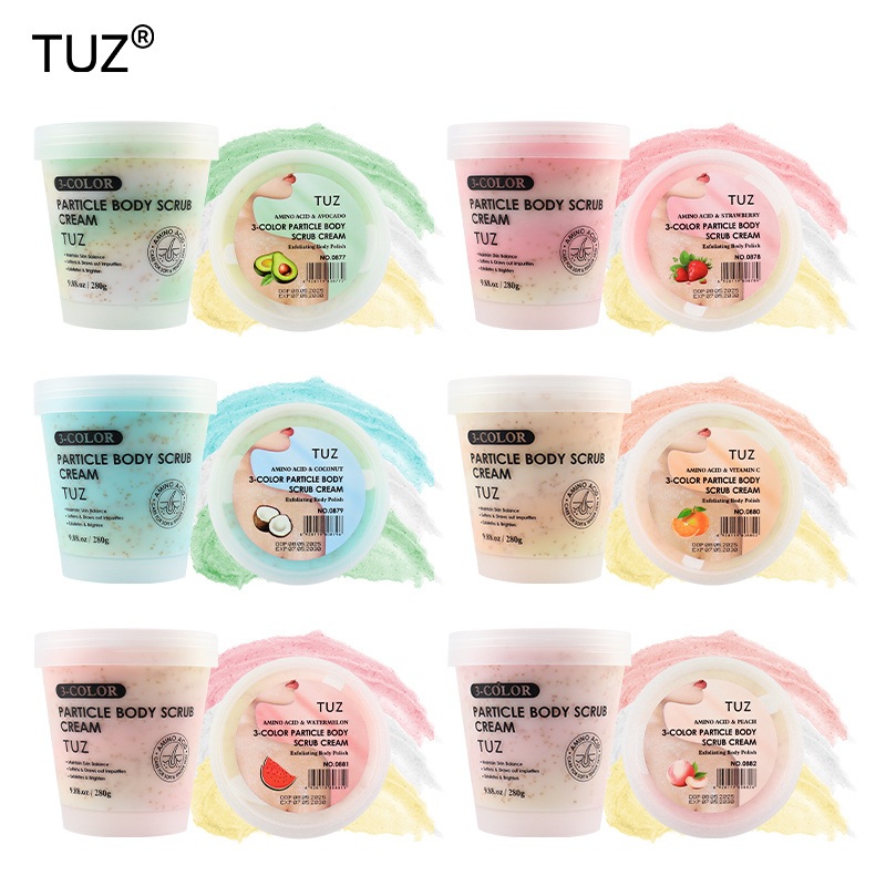 280g 6 Types Amino Acid 3 Color Particle Body Scrub Cream