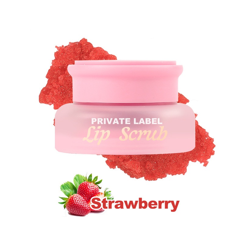 Wholesale Custom Organic Vegan Sugar Lips Care Pink Strawberry Lip Scrub Supplier