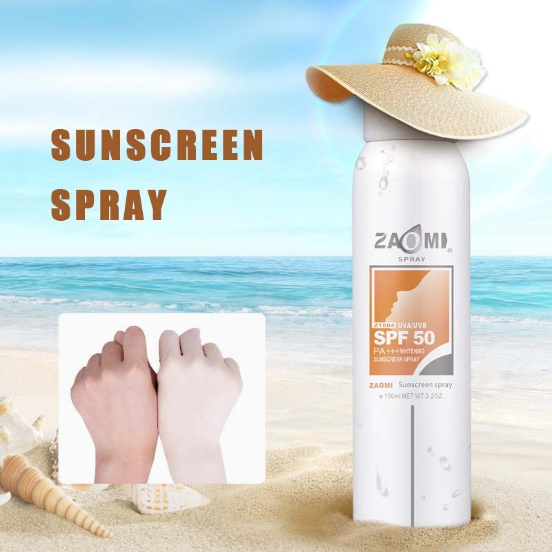 Zaomi Brand Hot Sale Waterproof Face Sunscreen Spray Travel Size Whitening Sunscreen Spray Sunblock SPF 50