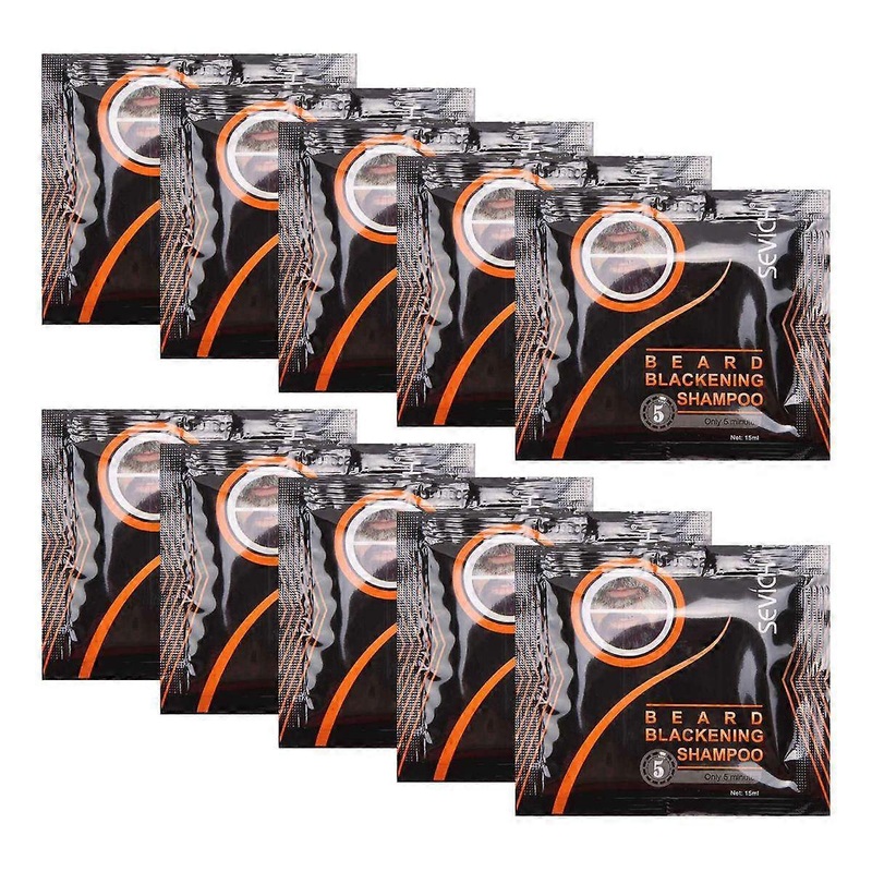 10Pcs 5Mins Blackening Beard Shampoo Dye Beard Into Black Herb Natural Faster Blackening Beard Col