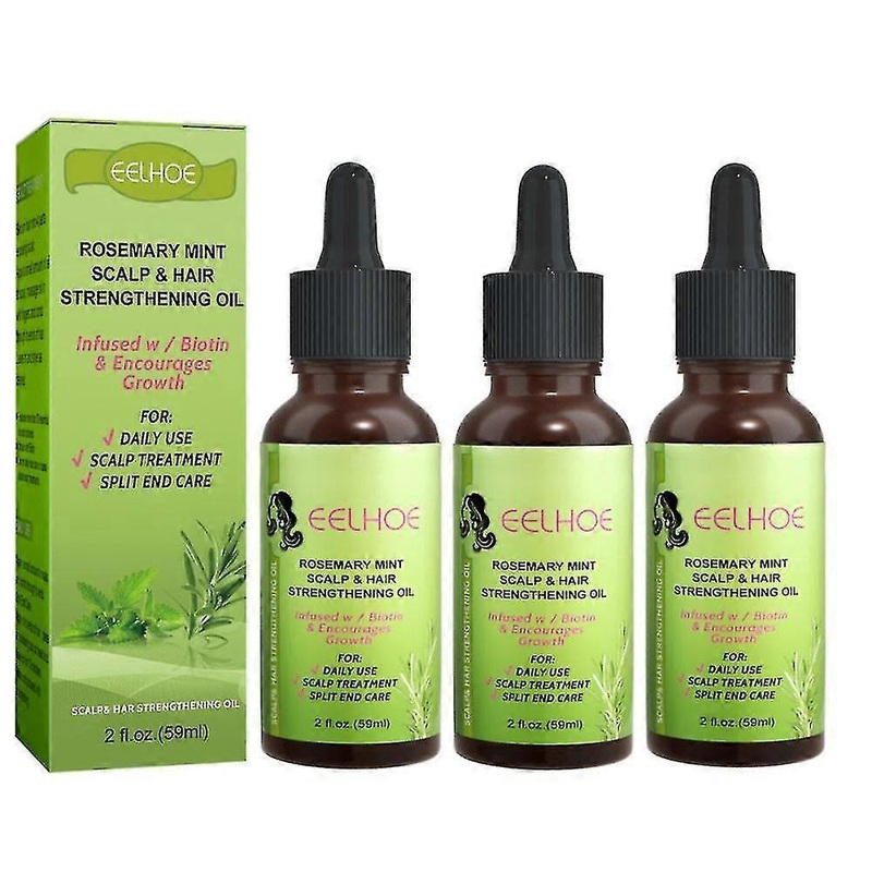 3pcs Rosemary Hair Growth Essential Oil Mint Hair Strengthening Oil Nourishing Treatment For Dry And Split Ends Organics Hair Oil
