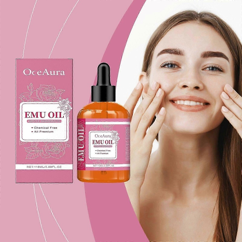 Rose Emu Oil, 100% Pure Natural Hair Strengthener Anti Aging Skin Moisturizer3 in 1 Multi-action Oil for Hair & Scalp Care & Skin Care & Lips Care