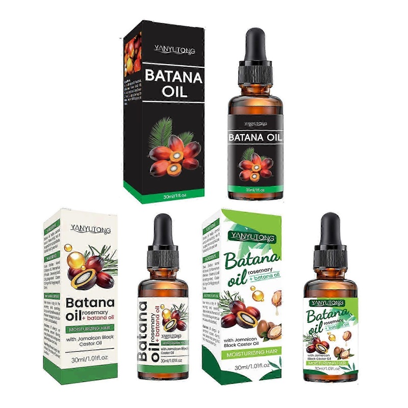 3Pcs Batana Oil, 100% Natural Batana Oil for Hair Growth, Eliminates Split Ends, Prevent Hair Loss, Restores Damaged Hair, 30ml