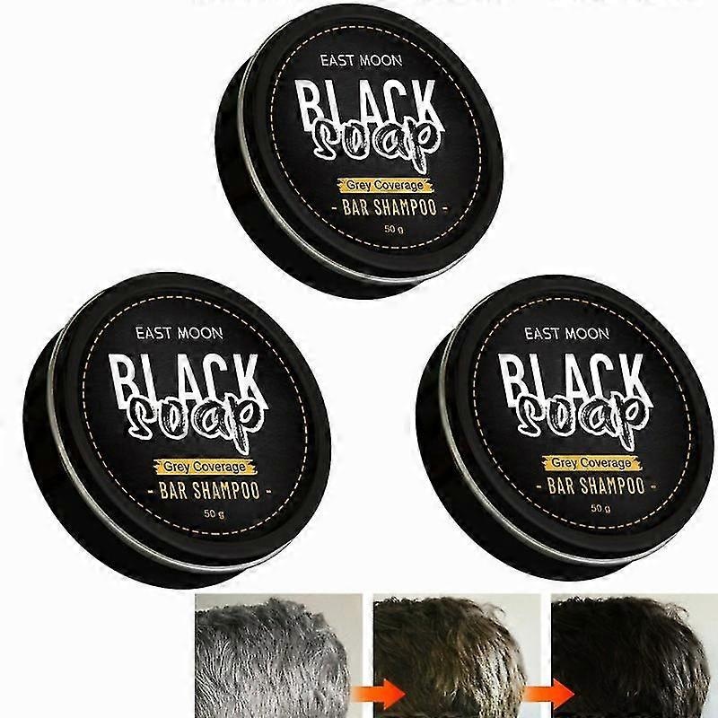 3pcs Men’s Grey Coverage Bar Shampoo Hair Darkening Black Soap For Grey Hair Cover 2023 New