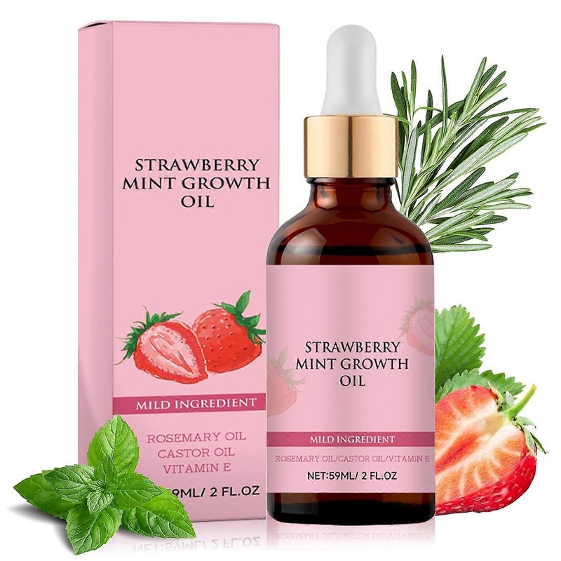 Strawberry Mint Growth Oil, Natural Rosemary Hair Oil, Hair Care and Thick Hair Oil 59ML