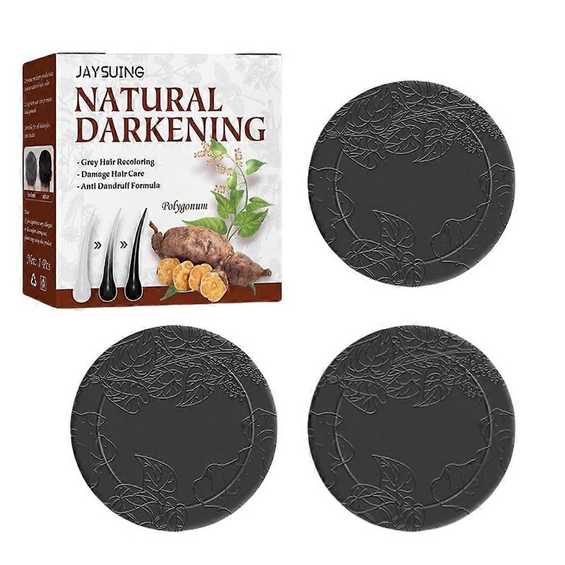 3pcs Natural Hair Darkening Shampoo Bar Hair Soap for Gray Hair