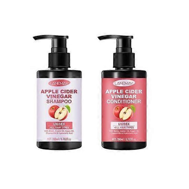 Apple Cider Vinegar Shampoo & Conditioner Set  Sulfate-Free Anti-Dandruff Formula | with Biotin, Castor Oil & Argan Oil | Hydrates Dry Hair, Repairs D