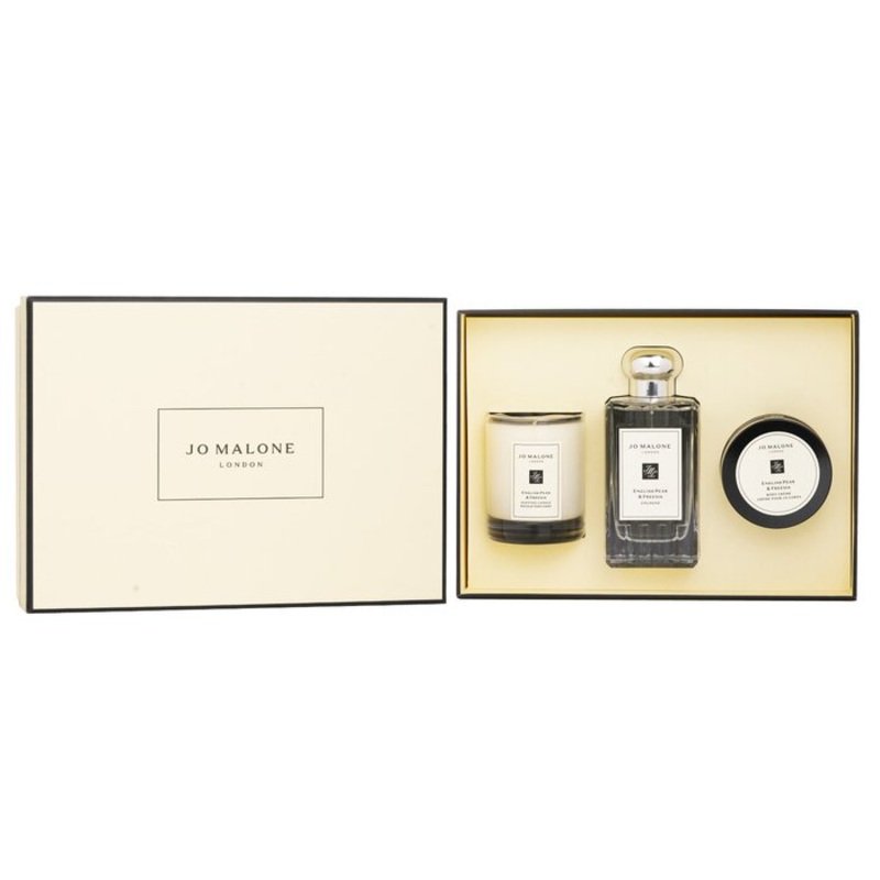 English Pear & Freesia Coffret: Cologne Spray 100ml/3.4oz + Body Cream 50ml/1.7oz + Scented Candle 4.78cm/1.88inches (Height) Size: 3pcs Weight: 0.83KG