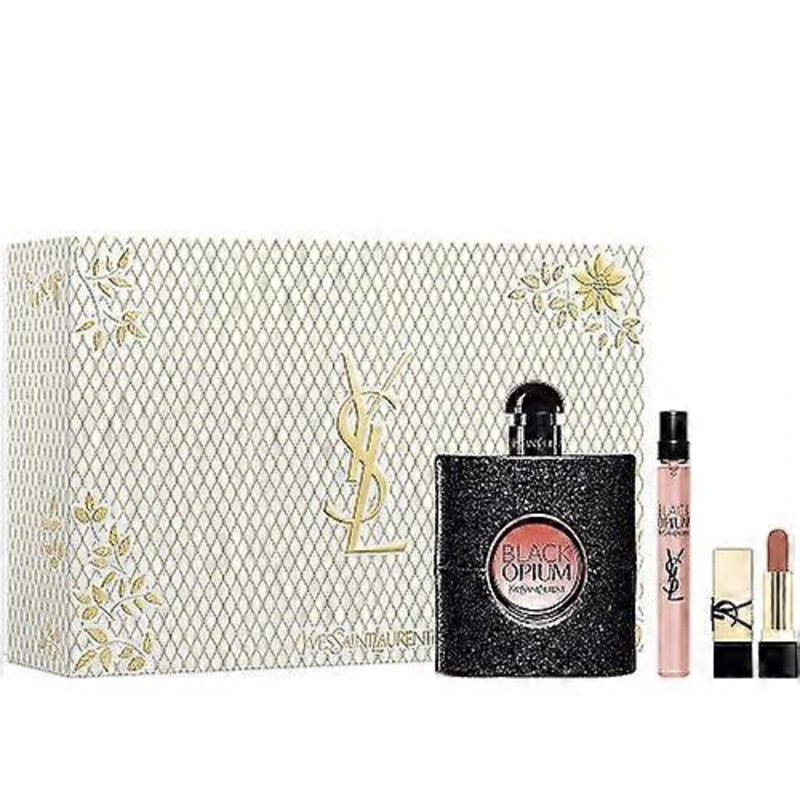 Yves Saint Laurent Black Opium 90ml Edp Spray + 10ml Edp Spray + 1.3g Lipstick Gift Set 2024