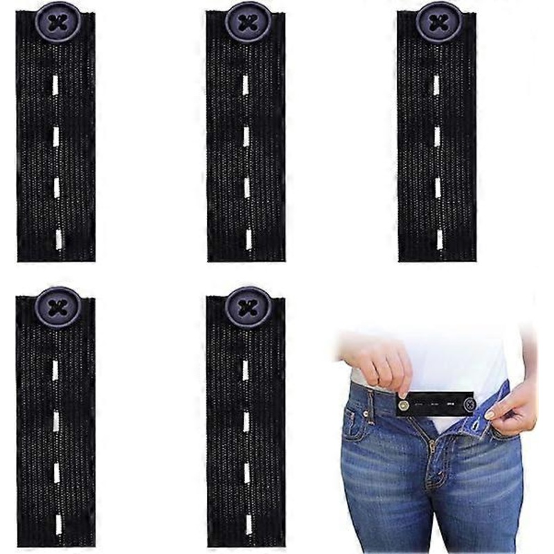 (Noir, paquet de 5) Rallonge de ceinture de pantalon, rallonge de bouton de pantalon, rallonge de ceinture de jean et de pantalon, rallonge de taille