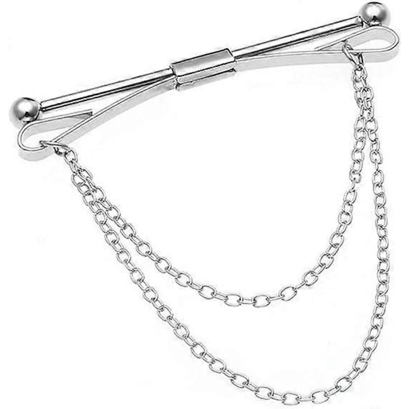 (Avec chane, argent) pince  cravate pour hommes, pince  cravate pour chemise pour garons, pingle  cravate, adapte aux accessoires d’affaires de mariag