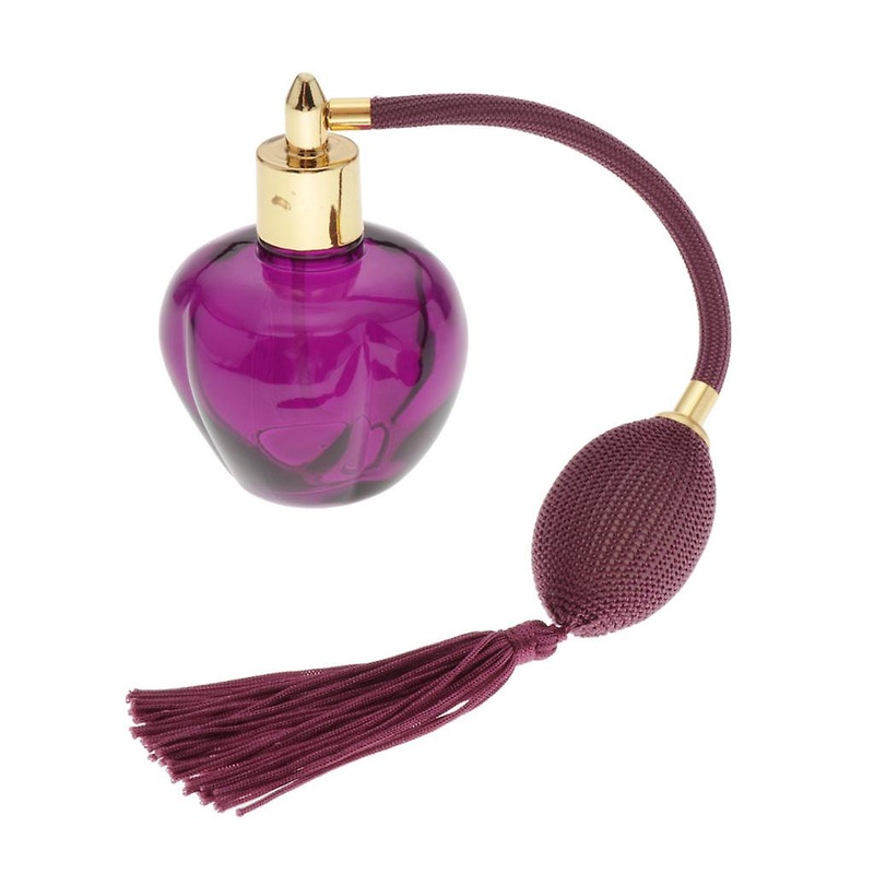 100ml Empty Glass Perfume Bottle Long Bulb Tassel Spray Atomizer purple