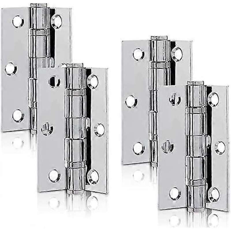 (2 paires) charnires  roulement  billes en chrome poli de 2,5 pouces, charnires de porte en acier pour portes en bois