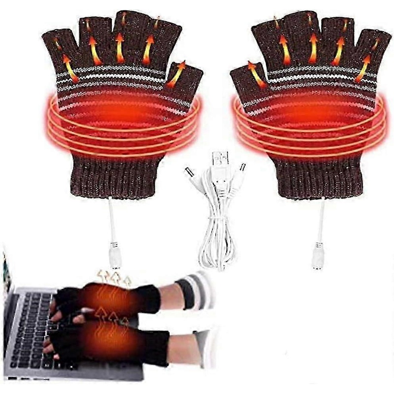 1 paire de gants lectriques rechargeables – noirs, gants chauffants USB, femmes, hommes, gants chauffants pour l’hiver