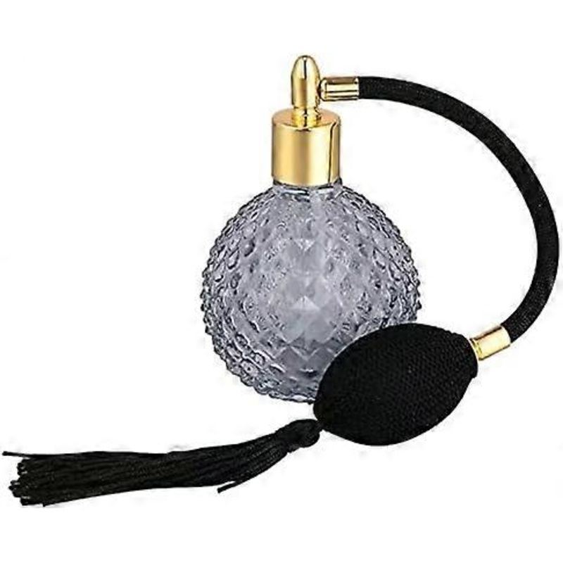 100ml Glass Empty Refillable Perfume Spray Bottle, Vintage Refillable Perfume Spray Empty Glass Bottle Atomizer Diffuser holiday Gift. (black)