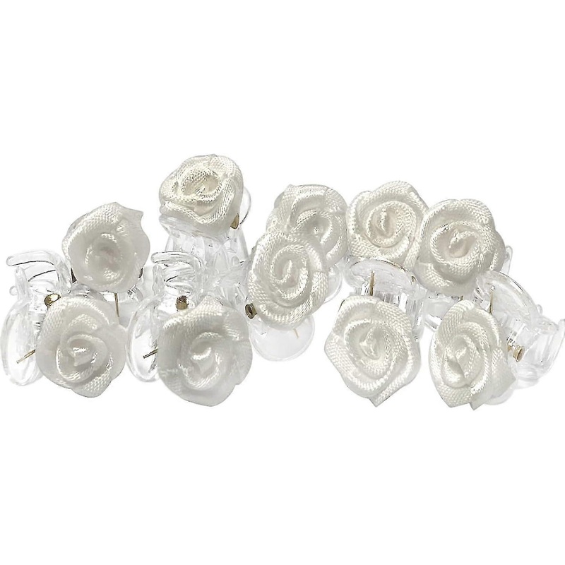 10 Pcs, Pinces  cheveux ornes de roses, Blanche Barrette  Fleur, lgant hairclips, Bijoux de cheveux marie Femme Fille