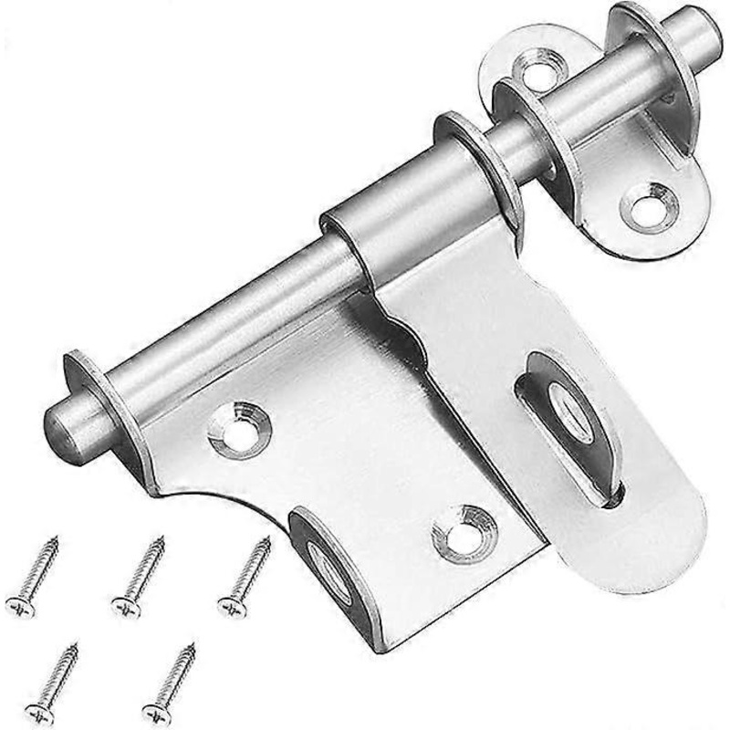 (1pcs)12cm Verrou de Porte Coulissante Verrou Loquet en Acier Inoxydable paissie Solide Durable avec Trou pour Cadenas Salle de Bain Cuisine Jardin Ch