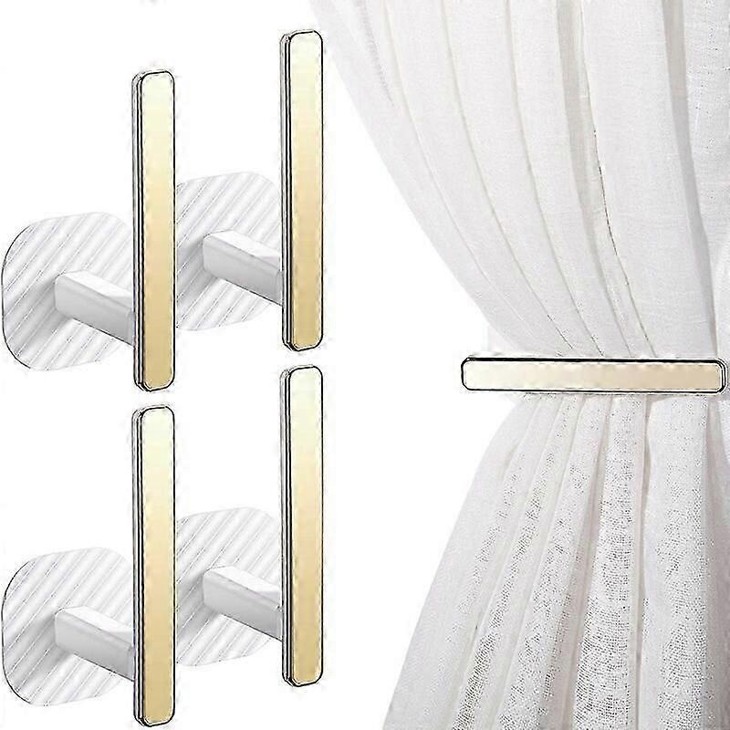 “4 Pices Embrasses de Rideau de Draperie Auto-Adhsives d’Or Crochets de Rideaux en Forme de L Porte-Rideaux de Style Nordique Embrasses de Rideaux de